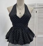 2026 Summer New Women's Pop Point Deep V Sexy Collared With Chest Pad Sling Vest 9336