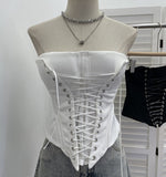 Real-Patting Hottie Tied With Fish Bone With Chest Pad Anti-Slip Tector Wrap Bra Wrapped Bra Short Sleeveless Top 2885