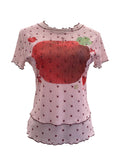 Double-Layer Screen Printed Short-Sleeved T-Shirt For Women's Summer New Dopamine Sweet Moringe Ear Top 2916