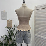 Real Shot Slamm Sling Vest Women's 2026 Summer New Short Sleeveless Top With Chest Cushions In Wooden Ear 8878