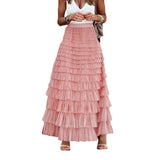 New French Long Dress Female Autumn Temperament Elegant Solid High-Waisted Mesh Cake Skirt Unkempt Skirt