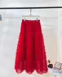 Sweet Heavy Industry Network Saupong Cake Skirt Apricot-Color Lotus Side Layer Feeling Half-Body Skirt Autumn And Winter Horny Fairy Dress