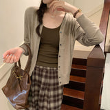 Great-Looking V-Neck With Thin Long-Sleeved Knitted Shirt Coat Woman 2025 New Loose Lazy Morning Autumn Top