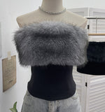 Real Shooting Hottie Hair Splicing Elastic Brush Chest Vest Zipper Umbilly Short Sleeveless Top 6285