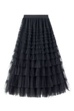 Net Yarn Lotus Leaf Side Temperament Skirt Women's Dress 2025 Spring And Autumn New Famous Woman Long Dress Thin Cake Skirt 2210