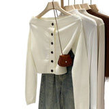 2026 Word Shoulder-To-Shoulder Sweater Long-Sleeved Wool Bottom Knitted Women's Autumn And Winter Spring Han Dong Blouse