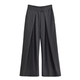Spring New Casual Loose Striped Broad Leg Trousers 8219037