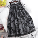 Leaf Embroidery Half-Dress Autumn And Winter Girl 2025 New Korean Version Of Fashion Hanging Mesh A-Word Swing Long Skirt