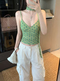 French Wave Point Print V-Neck Sling Vest Women's Summer Design Sense Niche Hottie With A Short Top