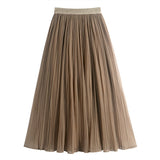 Two Sides Wearing Pit Strip Net Yarn 100-Fold Skirt 2025 Spring And Summer New Ice Silk A-Word Umbrella Skirt In The Long Skirt