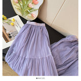 French Texture Fairy Temperament Net Dress Half Dress Autumn 2025 High-Waist A Word Fold Loose Big Skirt