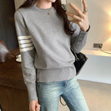 2026 Into The Spring To Take The Bottom Of The Knitted Shirt Women's Autumn And Winter New Cuff Hem Buckle Waist Loose Top