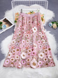 Net Yarn Heavy Industry Three-Dimensional Flower Skirt Fashion Personality A-Shaped Skirt
