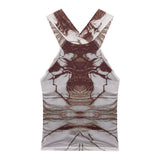 2025 Millennium Hottie Printed Hanging Neck Sling Vest Woman Summer Wearing Sleeveless Short Blouse