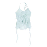 Thailand Southeast Asia Lotus Leaf Hanging Neck Sling Small Vest Girl Body Irregular Pure Desire Short Coat Outside Wear