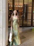 Vintage Tie Dye Sex Hanging Dress Women Summer Seaside Holiday Dress Temperament Waist Thin A-Word Dress