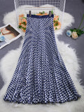 Japanese And Korean Chiffon Print 100-Fold Skirt Skirt Comfortable And Leisure Slimy High-Rise Large Swing Skirt