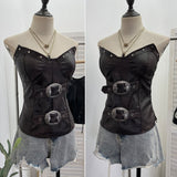 Punk Babes Heavyweight Slimming Bra Wrapping Pu Skin Bra Strap Chest Cushion Sleeveless Top 2783
