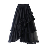 Design Sense Of Irregular Skirt Cake Skirt Long Ponum Skirt Thin 2025 New Personalized Yarn Skirt