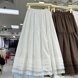 Design Layer Splicing Lace Lace Skirt Dress Half Skirt Women's Autumn And Winter New High-Waisted A-Shaped Skirt