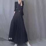 The Long Dress Dress Of The Bowed Dress Woman 2025 Early Spring New High-Waisted Pendant Big Swing Dress Spring And Autumn Color Skirt