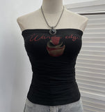 Real Pat With Chest Pads Sleeveless Tops Women's Body-In-Body Print Mesh Splicing Short Outer-Wrapped Waistcoat 1289