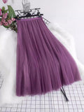 Big Swing Net Dress 2025 Autumn And Winter New Female A Word 20 Pieces Of Splicing Yarn Skirt In The Long Skirt Skirt Umbrella Skirt