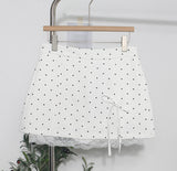 Real Shooting Lace Side Wave Half Dress Girl Summer Bow High Waist Thin Anti-Walking Light A Word Ass Short Skirt 6611