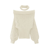 Lazy Shoulder-To-Shoulder-To-Shoulder Knitted Shirt Female Autumn Commute New Korean Atmosphere Feeling Lazy Blouse