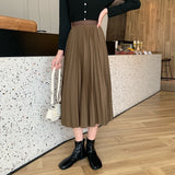 Fashion Simple Multi-Color New Bony Skirt Skirt Women High Waist Thin Solid Color Hanging Long Folded Skirt