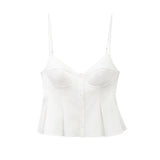 V-Neck Slings Sexy Dew Single-Dripple Broad-Folded Skirt-Up Short-Form Women's Vest 2178083