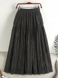 2025 Spring And Summer New High-Waisted Small Fragrant Hook Hollow Cotton Dress In The Long Swing A-Word Half-Body Skirt