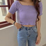 White Top Women's Tide 2025 Summer Korean Version Of The New Shoulder Short-Sleeved T-Shirt