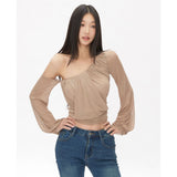 Slim Thin Top Sexy Slanted Shoulder Hottie Top Design Women's Summer Sunscreen Shirt Women Long-Sleeved T-Shirt Thin