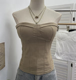 Real Shot Curvy With Chest Cushions Anti-Slip Bar Hottie Wearing Bra Vest Short Loose Tight Top 8151