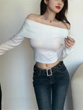 Autumn/Winter 2025 New Design Pure Sweet Hottie Shoulder Repair Height Waist Long-Sleeved Top Female Shoulder Sweater
