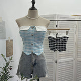 Real-Patled With Chest Pad Single-Breasted Buckle Tset Bra Vest Coarse Flower Lattice Lattice Lattice 8132