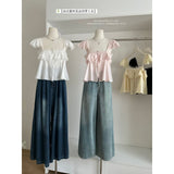 2025 Summer New Sling Pure Hottie Small Vest Simple T-Shirt Girl Lazy Lace Lace T-Shirt