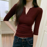 French Single Special To The V-Neck Shoulder Jersey Slimming Slimming 2025 Summer New Hooded