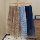 Autumn And Winter Planting Velvet Small Wave Dot Fairy Long High-Waist Temperament Full Thin Half Skirt Dot Big Swing A Skirt