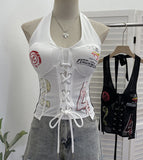 éFÀ± Ja Jersey Sling Vest Hollow Low Chest Hanging Neck With Chest Pad Printing Tie 2883
