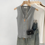 Commuter Loose Thin Zipper V Collar Sleeveless Vest Women Wear 2026 New High-End Small Shirt