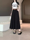 Casual Comfort French Tian Silk Linen Blending Feeling Tight Waist Half-Body A Skirt Umbrella Skirt With Belt