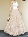 Oceanish Light Lace Half-Dress Girl Gentle Organ Folded Dress A-Character Skirt Hanging Skirt