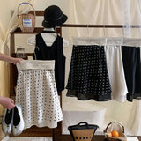 Vintage Wave Dot Solid Color Splicing Acetate Fascination A Word Half-Body Dress Girl Summer Elegant Thin Fishtail Skirt
