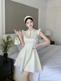 New Chinese Improved Cheongsam Young Young Man With Waist Temperament High-End Feel Fancy Flying Sleeve Dress Summer