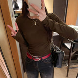 Lyselle Tiansian Is A Beautiful Beautiful Round Collar Long Sleeve With A Bottom Shirt T-Shirt For The Women's 2025 New Top In The Early Autumn