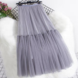 Net Dress 2025 Autumn And Winter New Net Color Bottom Skirt Small Fresh Long Skirt Small Fairy Dress