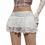Ballet Style Base Solid Color Low-Rise White Lace Cake Skirt Thin Dance Skirt