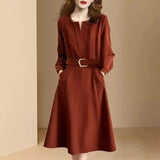 Light Luxury Temperament V-Neck Design-Sense Dress Dress Women's New Spring 2025 Collar To Collect Waist Thin A Skirt Tide